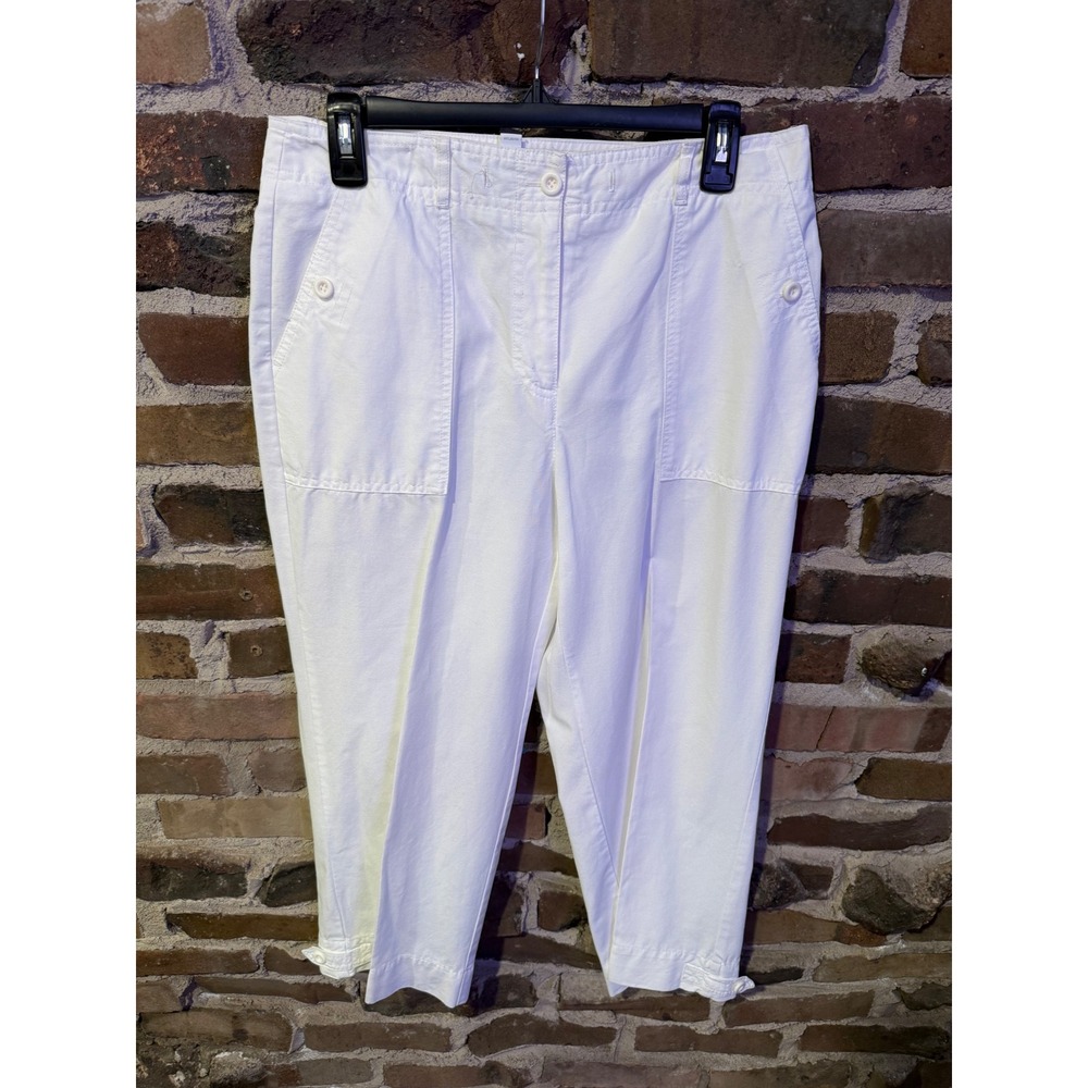 Charter Club Cropped Pants Women 8 White Coastal Old Money Katherine Fit Capris